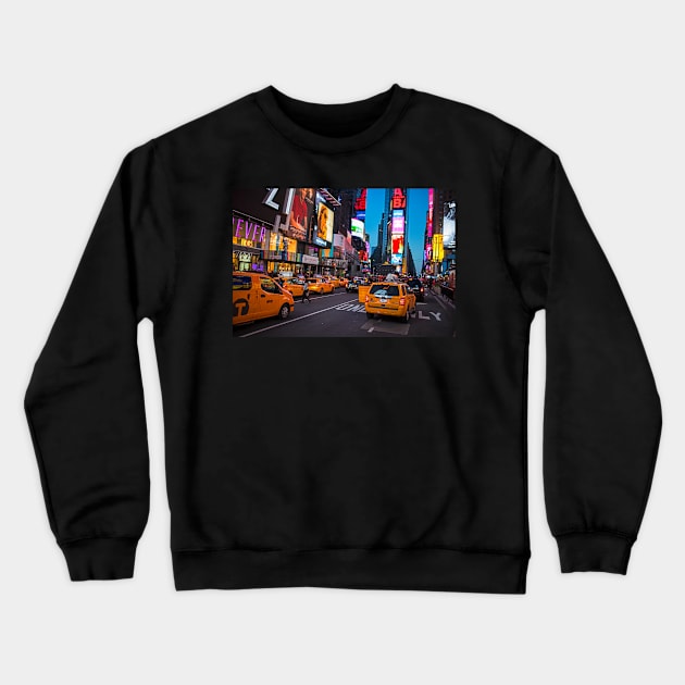 Times Square New York Taxi Cabs NY Crewneck Sweatshirt by WayneOxfordPh